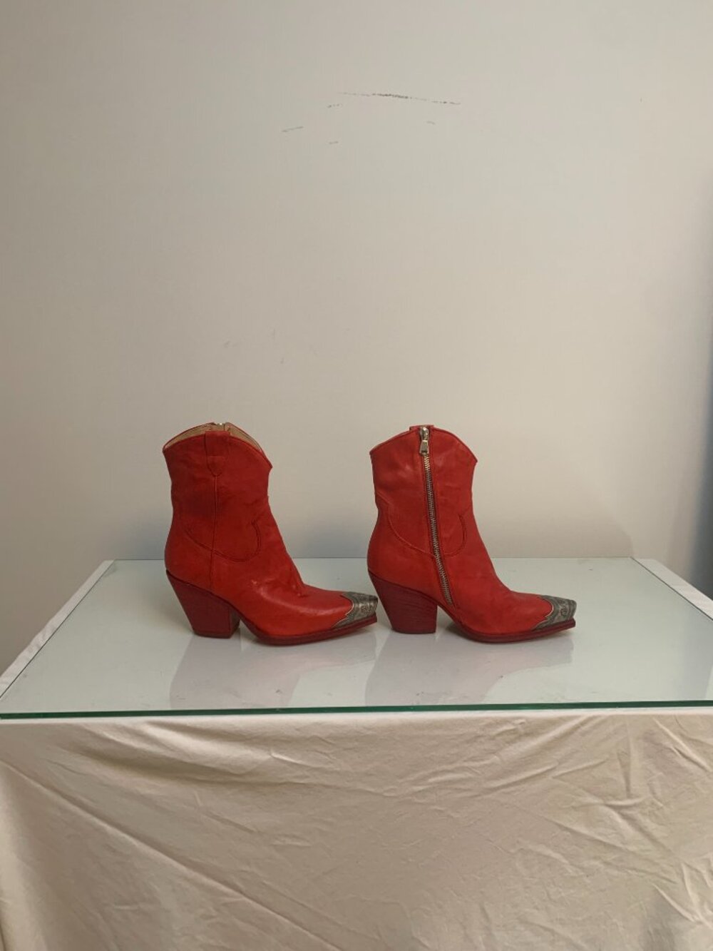 Free People Brayden Western Leather Boots Red - US 6 - Picture 11 of 14